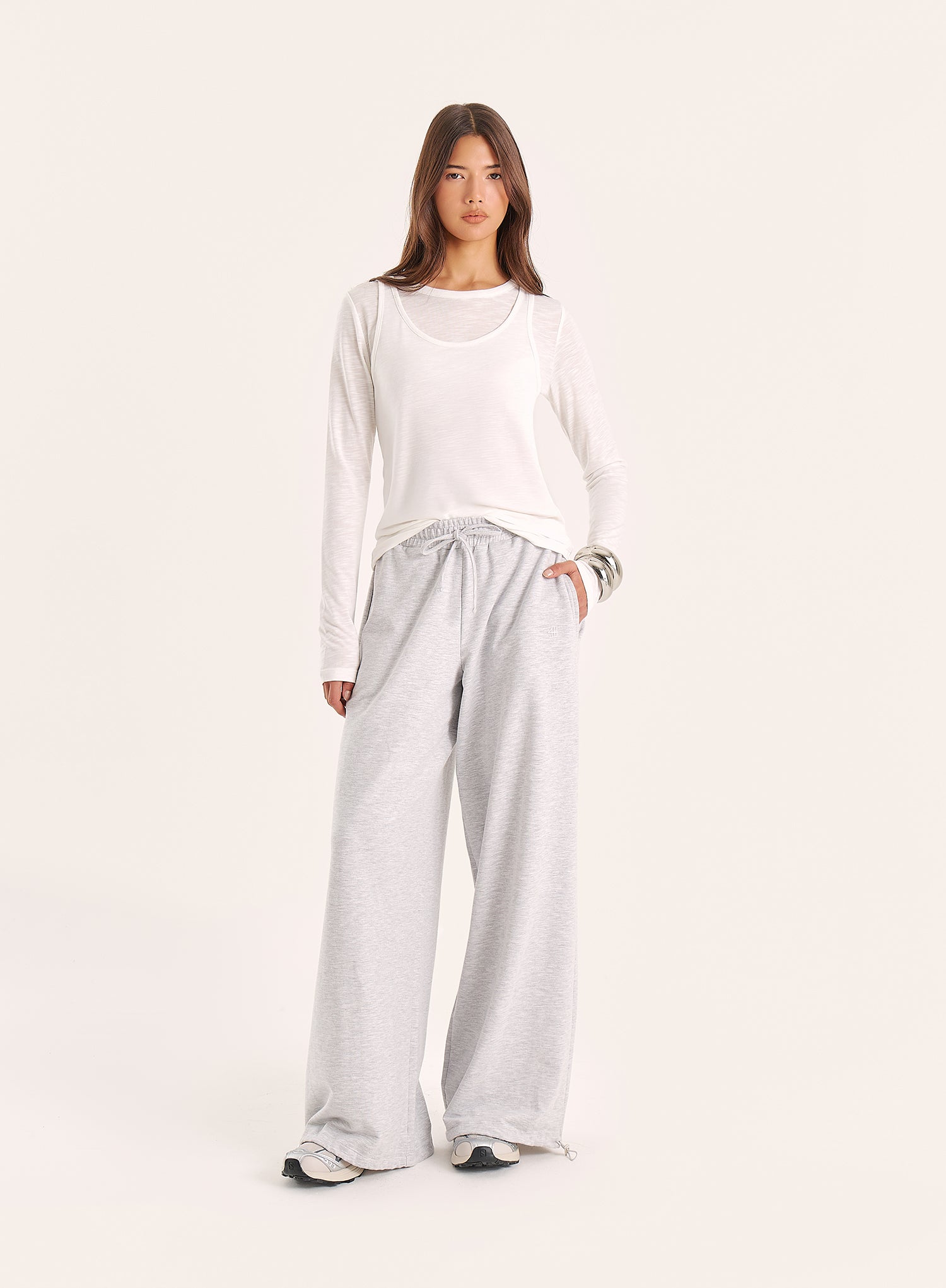 Light Grey Balloon Leg Cotton Jogger